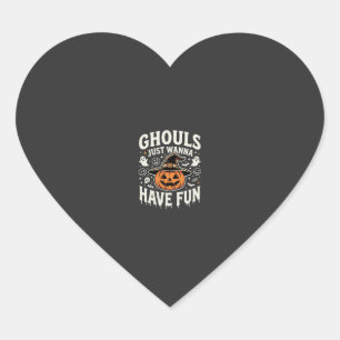 Sticker Cœur Citrouille d'Halloween Les goules veulent juste s'