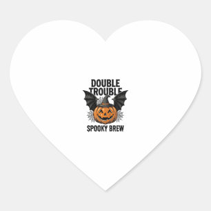 Sticker Cœur Citrouille d'Halloween Sorcière Double Trouble Vin
