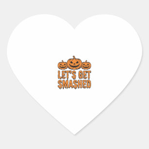 Sticker Cœur Citrouille Drôle d'Halloween Faisons-nous Écraser