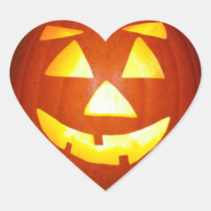 Sticker Coeur Citrouille Halloween Jack-o'-lantern