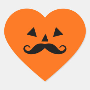 Sticker Cœur Citrouille Halloween Moustache