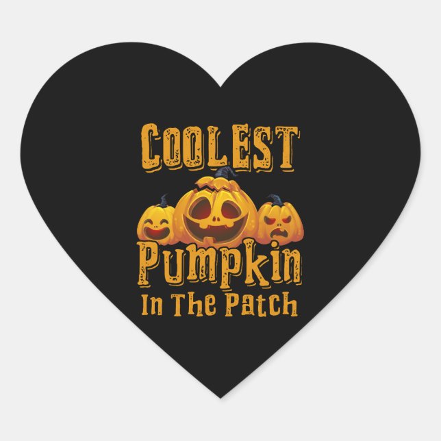 Sticker Cœur Citrouille le plus frais dans le Patch Halloween d (Devant)