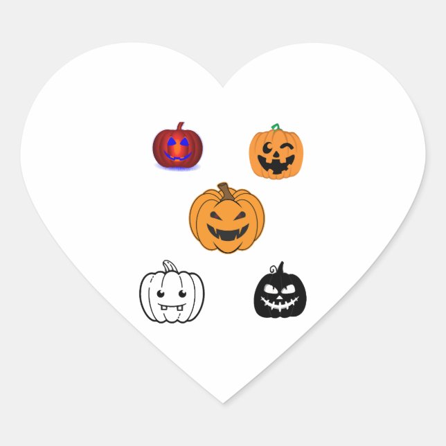 Sticker Cœur Citrouilles d'Halloween (Devant)