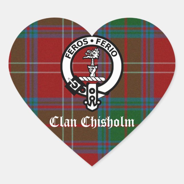 Sticker Cœur Clan Chisholm Tartan & Crest Badge (Devant)