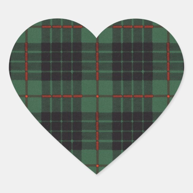 Sticker Cœur Clan d'argile tartan écossais plaid (Devant)