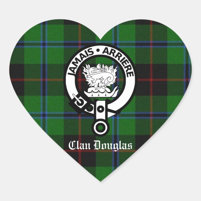 Sticker Cœur Clan Douglas Tartan Crest (Devant)