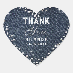 Sticker Cœur Classy Denim Diamonds Parties scintillant Rhinesto