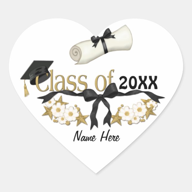 Sticker Cœur Classy Graduation Floral (Devant)