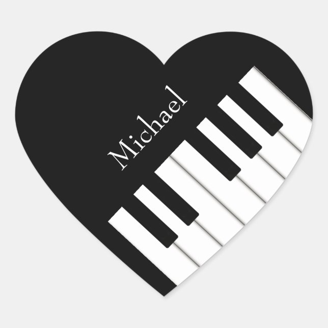 Sticker Cœur Clavier de piano classique Musicien personnalisé (Devant)