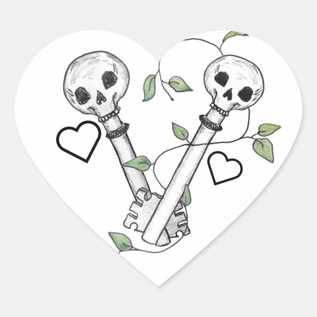 Sticker Cœur Clés squelettes (Devant)