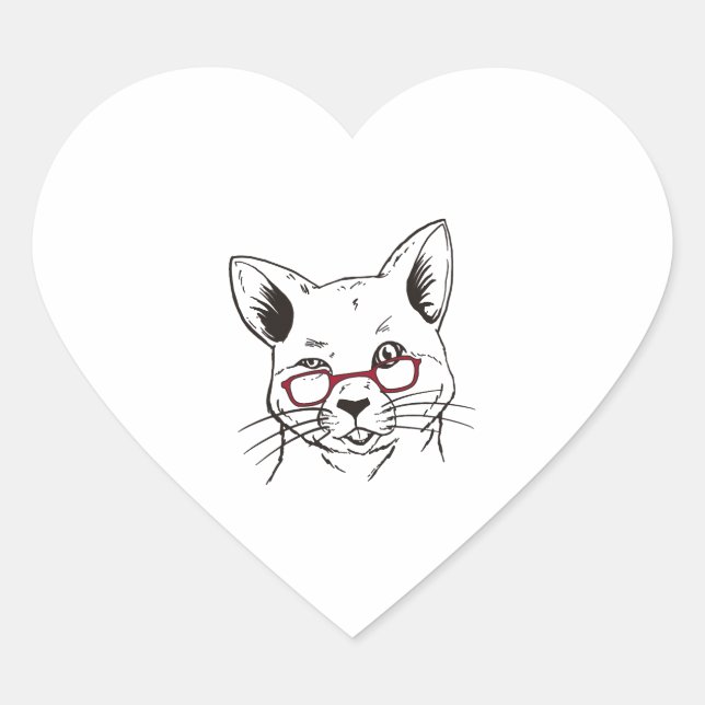 Sticker Cœur Clipart du chat (Devant)