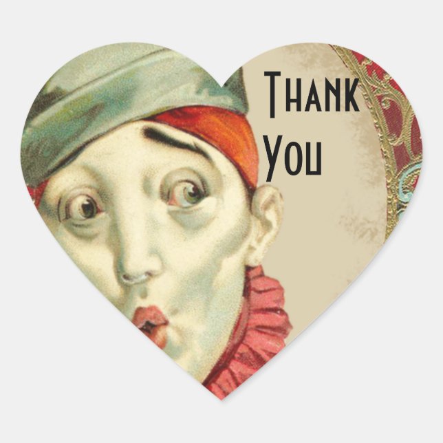 Sticker Cœur Clown Ancien Merci (Devant)