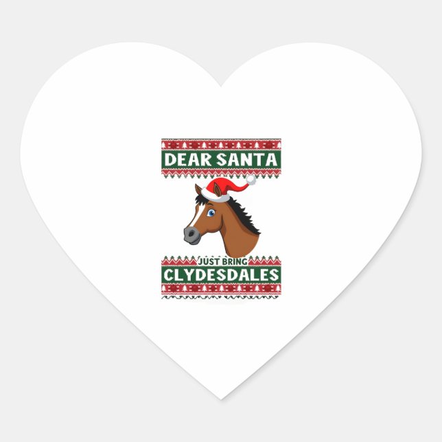 Sticker Cœur Clydesdale Horse Christmas Ugly Xmas Sweater Eques (Devant)