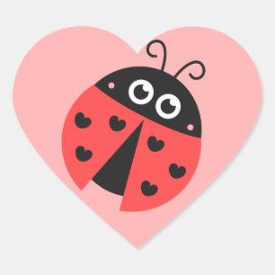 Sticker Cœur Coccinelle mignonne avec les coeurs noirs