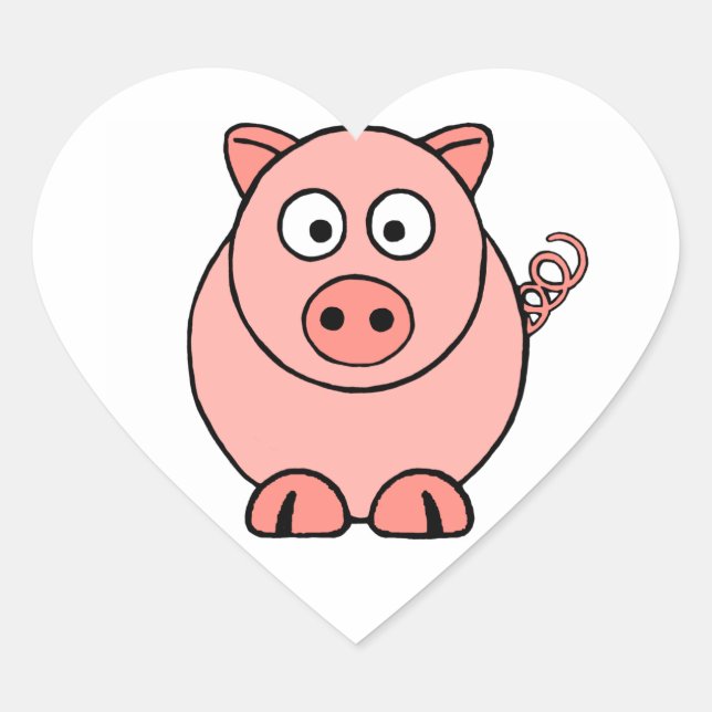 Sticker Cœur Cochon rose (Devant)