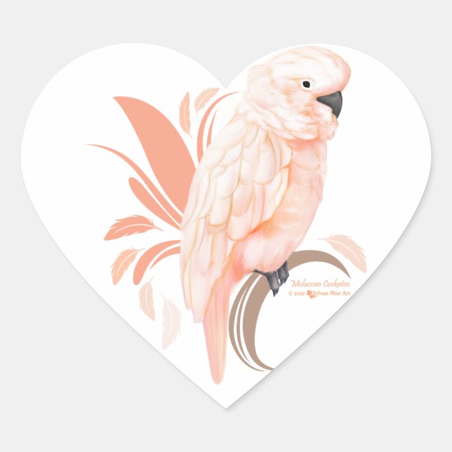 Sticker Cœur Cockatoo Moluccan (Devant)