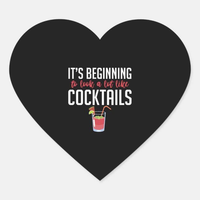 Sticker Cœur Cocktail bartender cadeau d'anniversaire noël (Devant)