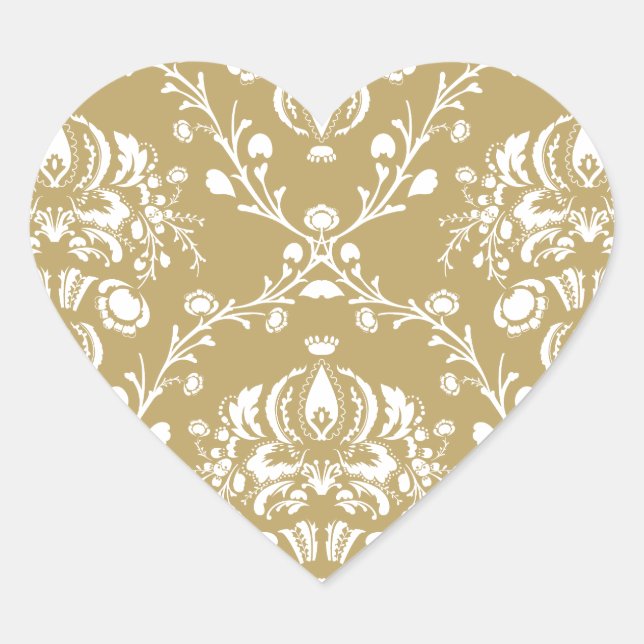Sticker Cœur Cocoa and Cream Damask (Devant)