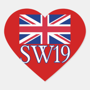 Sticker Cœur Code postal Londres SW19 avec Union Jack