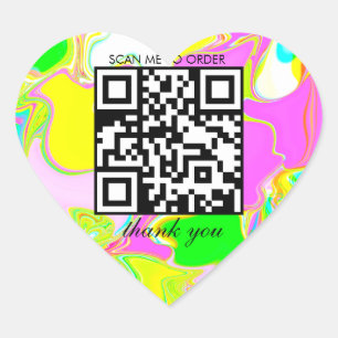 Sticker Cœur Code QR Merci Boutique de Shopping Entreprise Neon