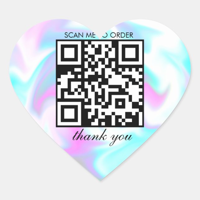 Sticker Cœur Code QR Merci Marbre d'Eau Boutique Entreprise  (Devant)