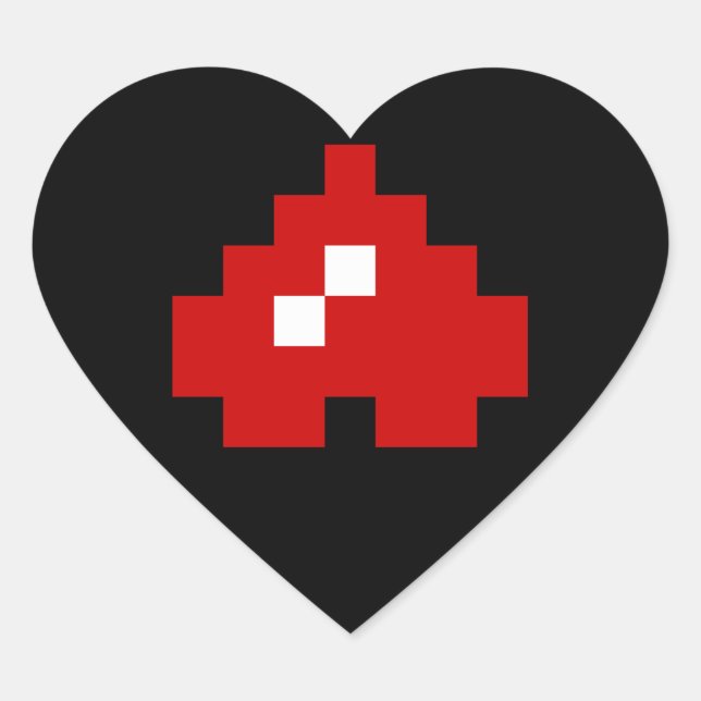 Sticker Cœur Coeur à 8 bits Pixel (Devant)