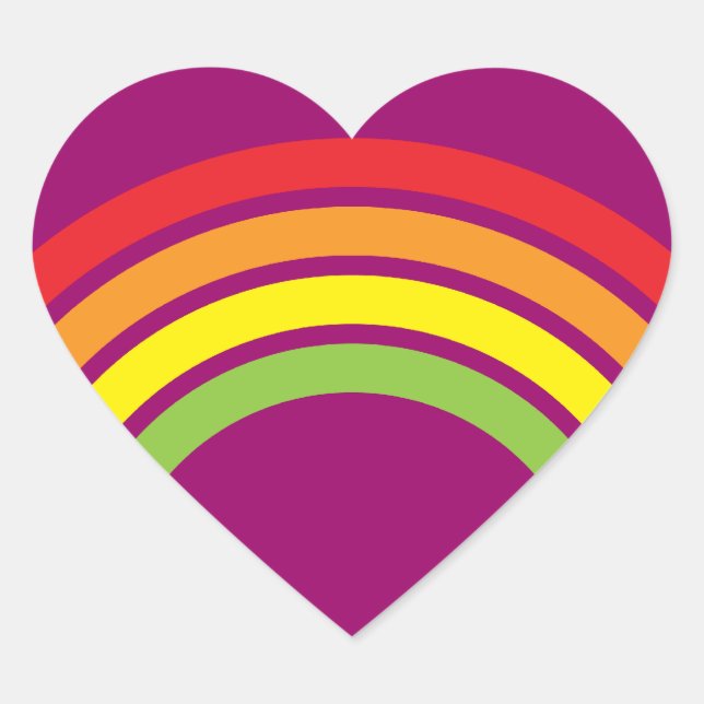 Sticker Cœur coeur arc-en-ciel rétro (Devant)