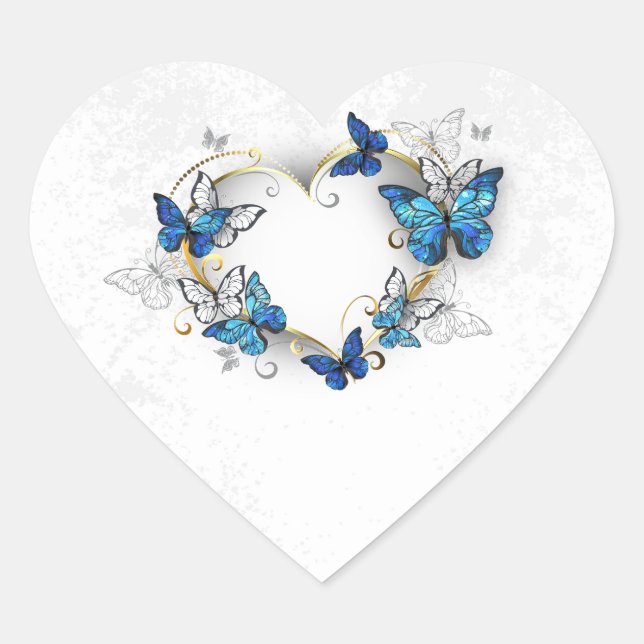 Sticker Cœur Coeur bijoux avec papillons Morpho (Devant)