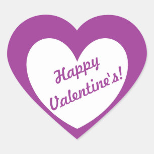 Sticker Cœur Coeur blanc "Bonne Saint Valentin" sur violet