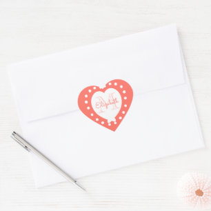 Sticker Cœur Coeur blanc de corail vivant de monogramme Girly