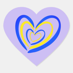 Sticker Cœur Coeur bleu et jaune sur Lavender Ukraine inspiré