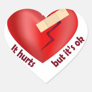 Sticker Cœur Coeur brisé guéri avec patch et citation de vie