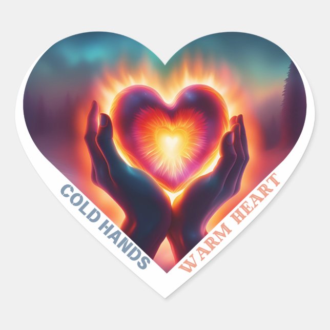 Sticker Cœur Coeur chaud des mains froides (Devant)