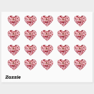 Sticker Cœur Cœur Coquet Motif Nœud Cerise