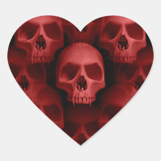 Sticker Cœur Coeur crâne rouge