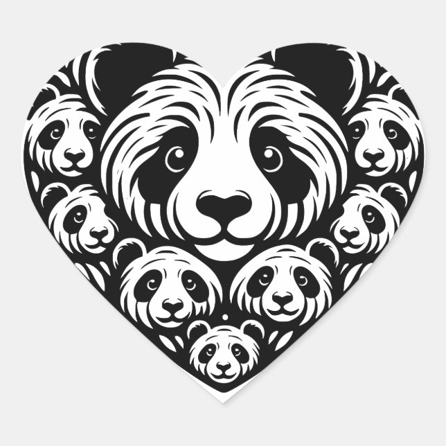 Sticker Cœur Coeur d'amour Panda (Devant)