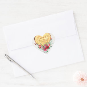 Sticker Cœur Cœur de bois et roses Amour de campagne 