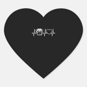 Sticker Cœur Coeur de chien Carlin mignon Love Carlin Dog