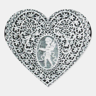 STICKER CŒUR COEUR DE DENTELLE DE CUPIDON
