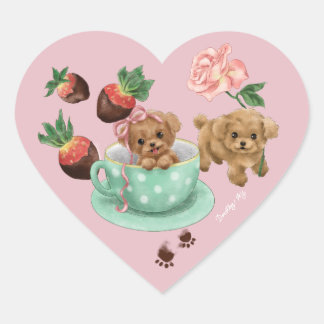 Sticker Cœur Cœur de la Saint-Valentin pour Caniche