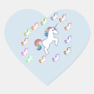 Sticker Cœur Cœur de Licorne Bleu Clair Caprice