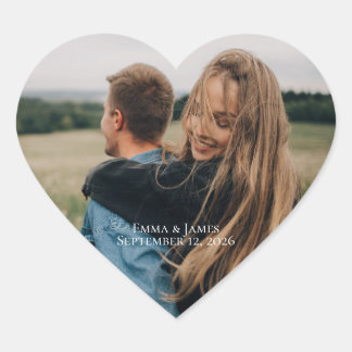 Sticker Cœur Cœur de mariage personnalisé avec photo et texte