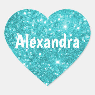 Sticker Cœur Coeur de Parties scintillant Aqua