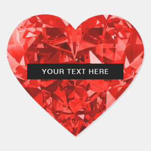 Sticker Cœur Cœur de rubis de diamant personnalisé