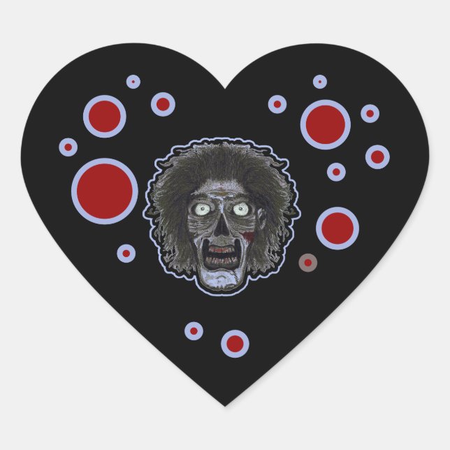 Sticker Cœur Cœur de Zombie Noir (Devant)
