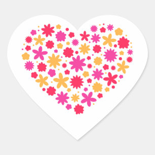 Sticker Cœur Coeur des fleurs - Beau cadeau pour les amateurs d