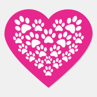 Sticker Cœur Coeur Empreinte de patte simple