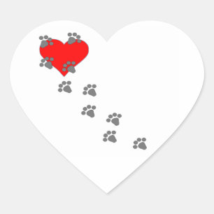 Sticker Cœur Coeur (Empreintes de pattes)