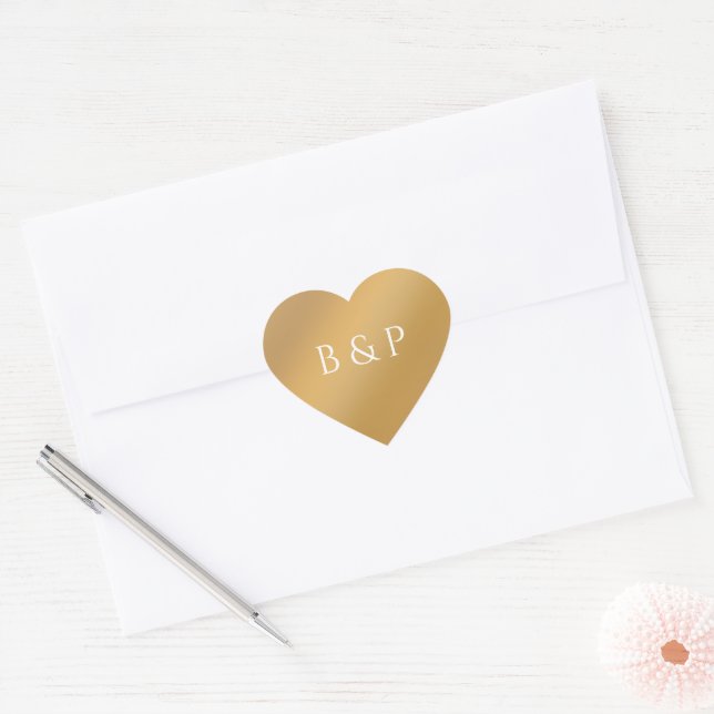 Sticker Cœur Cœur en dégradé doré couples monogramme cadeau de  (Enveloppe)