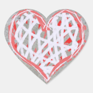 Sticker Cœur Coeur en rouge, blanc et gris